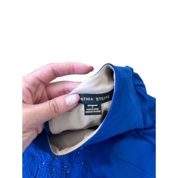 CYNTHIA STEFFE Blue Cutout Shift Dress Size 2 - Picture 6 of 7